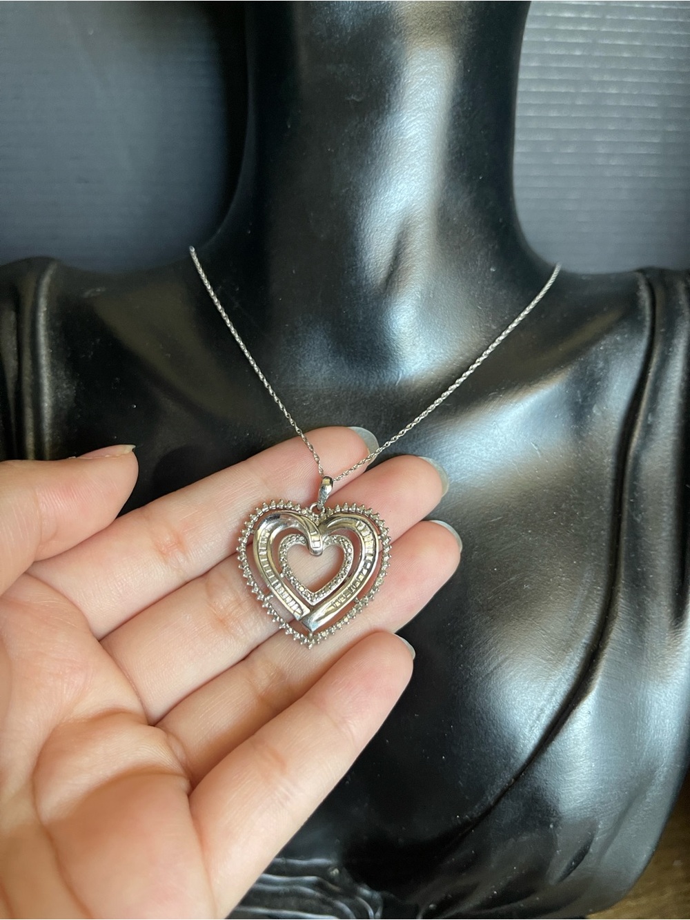 Sterling silver multi heart pendant necklace